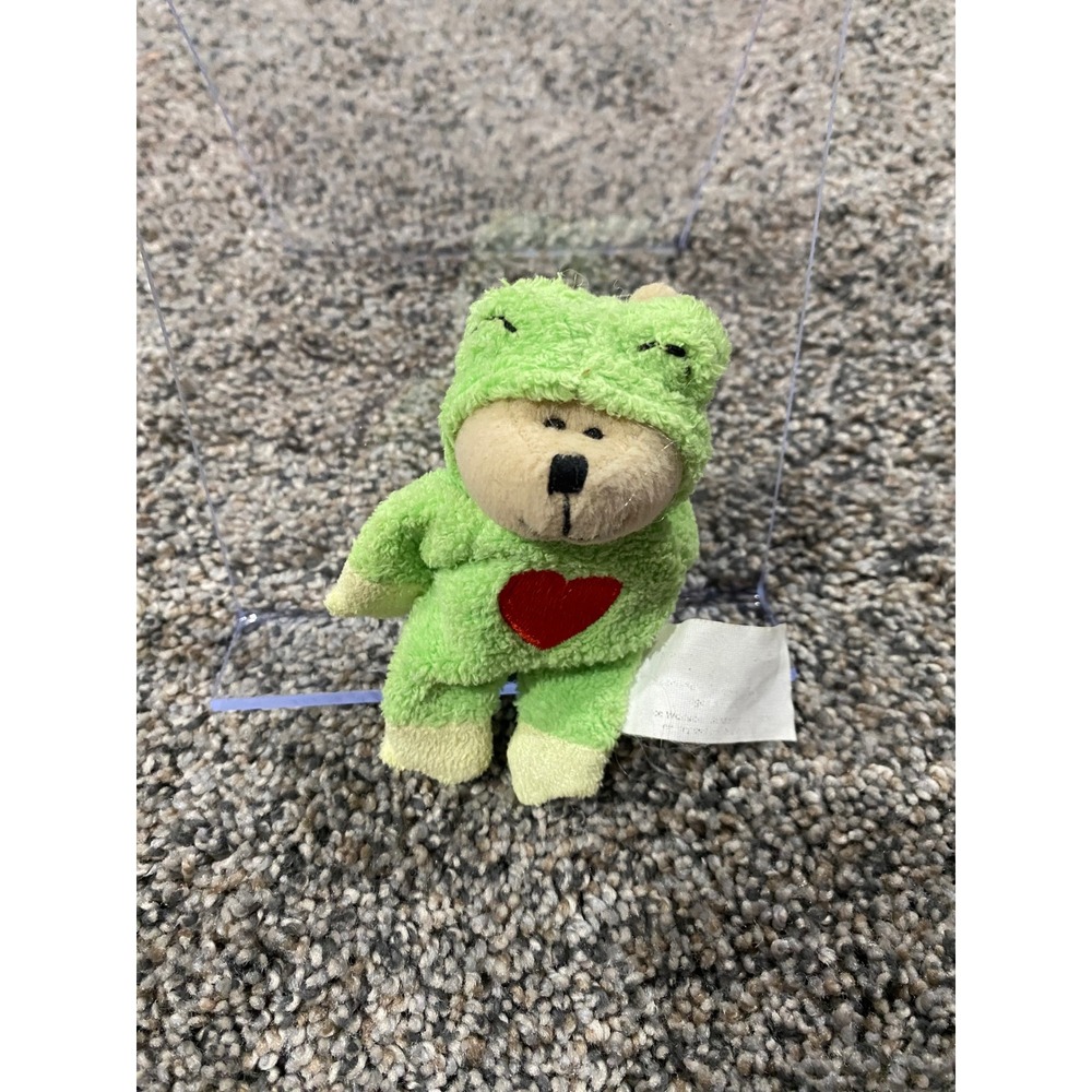 Starbucks Bearista Mini Plush Bear Green Frog Costume‎ Red Heart Collectible